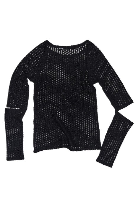 BLACK JERSEY-KNIT A-LINE T-SHIRT 3