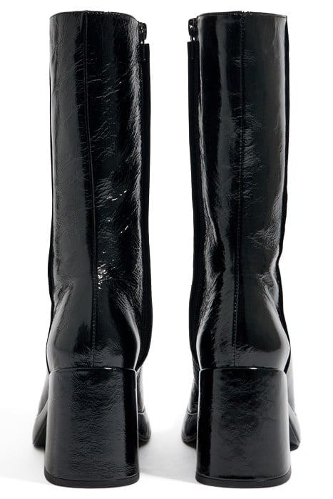 BLACK LEATHER PLATFORM HEELED ANKLE BOOT 3