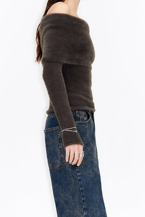 BROWN TIGHT FLUFFY KNIT SWEATER 4