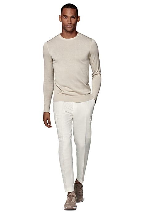 WHITE WIDE LEG TAPERED TROUSERS 4
