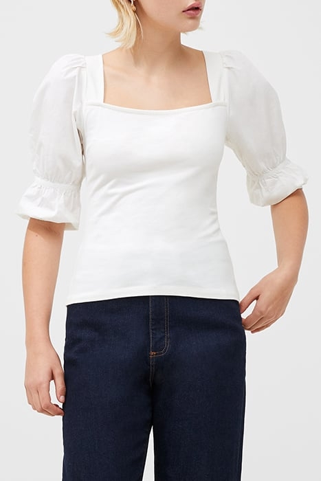 ROSANNA COT MIX PUFF SLEEVE TP WHITE 1