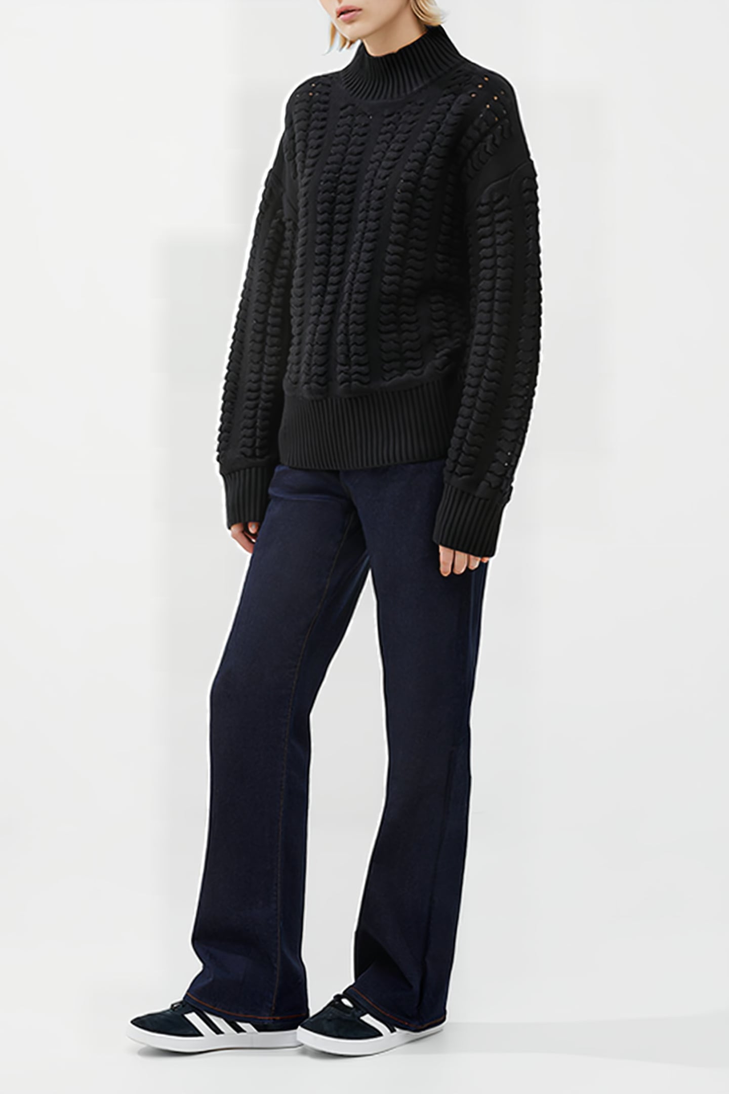 JOLEE COTTON NYLON WOOL LS CRW BLACK 2