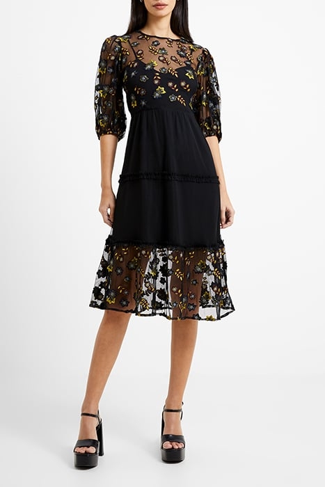 CAMIELLE EMBROIDERED MIDI DRES BLACK 2