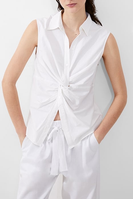 AOFIE LINEN TWIST FRONT SHIRT WHITE 1