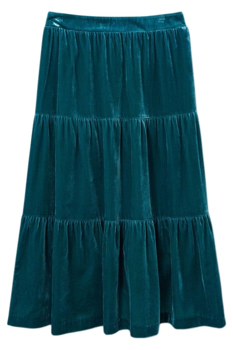 MIA VELVET TIERED SKIRT MID TEAL 2