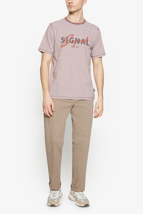 LUKESI PRINT STRIPE TEE TANDOORIRED 3