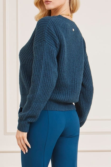 MARCIANO BY GUESS MICHELLE V NECK SWTR BLUE OPAL 2