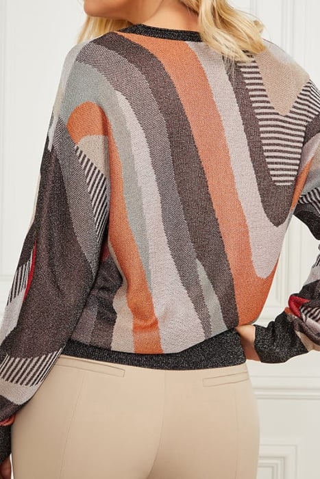 SCARLETT BAT SLEEVE HIGHLOW ALL OVER KNITTED SWEATER JACQ 8