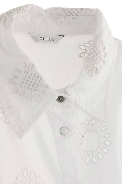 SS BRIGITTE SATIN EMBRO SHIRT PURE WHITE MULTI 7