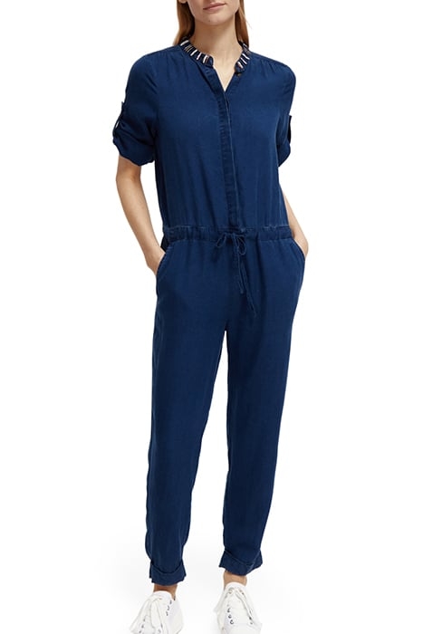 INDIGO TENCEL DENIM WASHED ALL IN ONE WITH BEADING DETAILS I 5