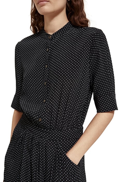 MIDI DRESS WITH HIGH LOW HEM POLKA EVENING BLACK 7