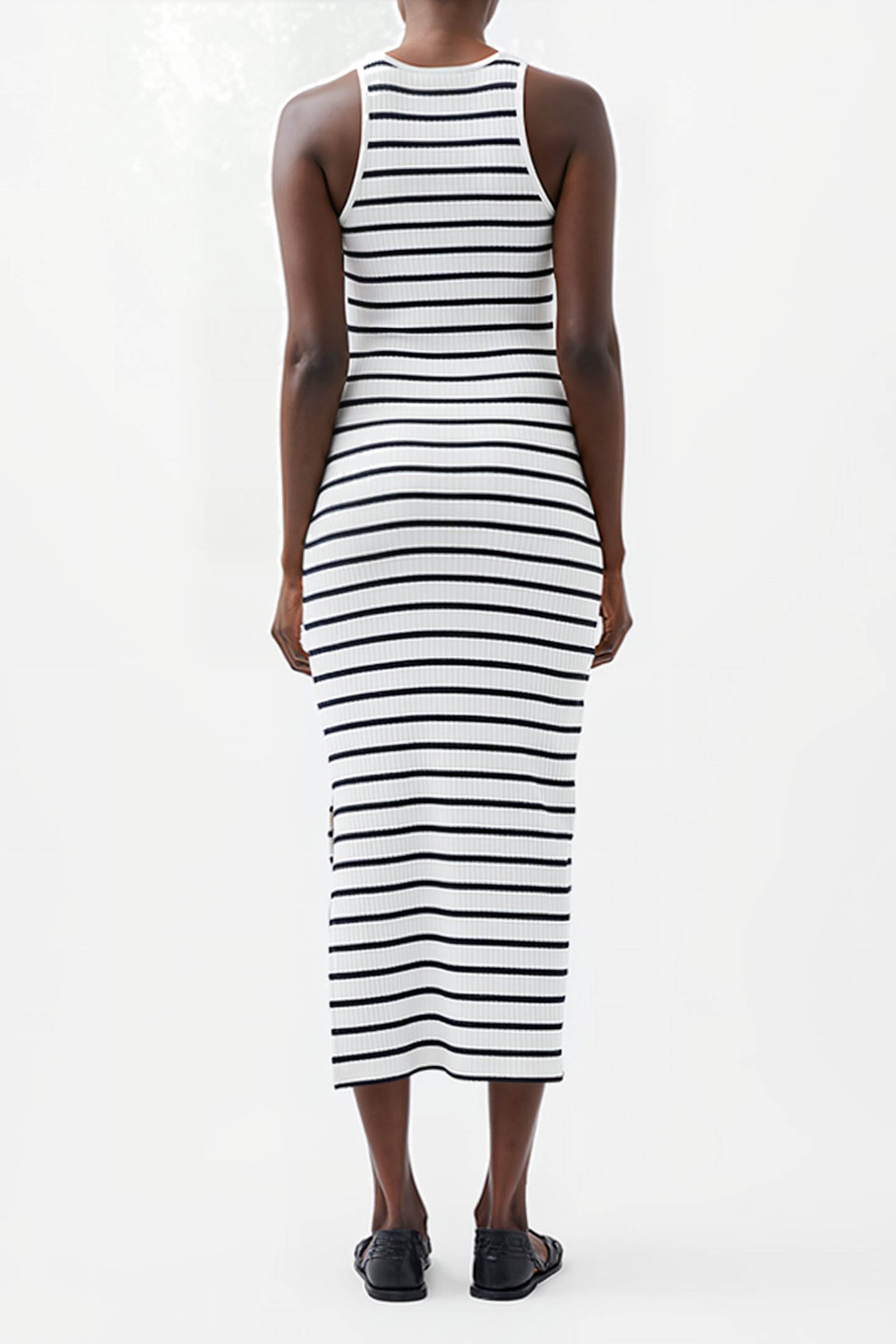 TOMMY RIB STRIPE RACER BK DRES WHITE 2