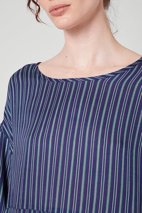 BOAT COLLAR PRINTED DRESS RAYURES BLEU VERT 5