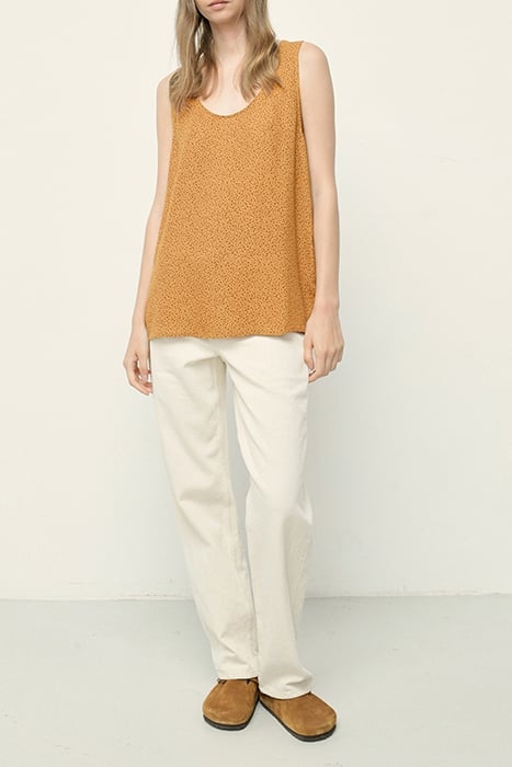 SLEEVLESS LOOSE PRINTED TOP DOUCETTE BEIGE 3