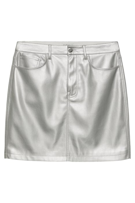 VEGAN LEATHER 5 POCKET SKIRT SILVER 4