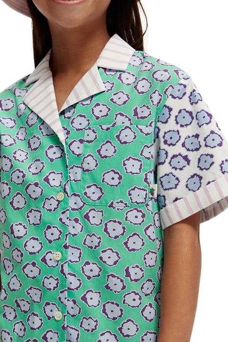 GIRLS MIXED PRINT SHORT-SLEEVED SHIRT POPPY FIELD PATCHWORK 6