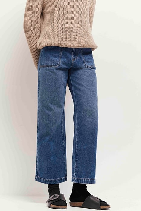 LE JOANNA - 7/8TH HIGH WAISTED BLUE STRAIGHT JEANS 3