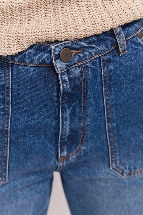 LE JOANNA - 7/8TH HIGH WAISTED BLUE STRAIGHT JEANS 5