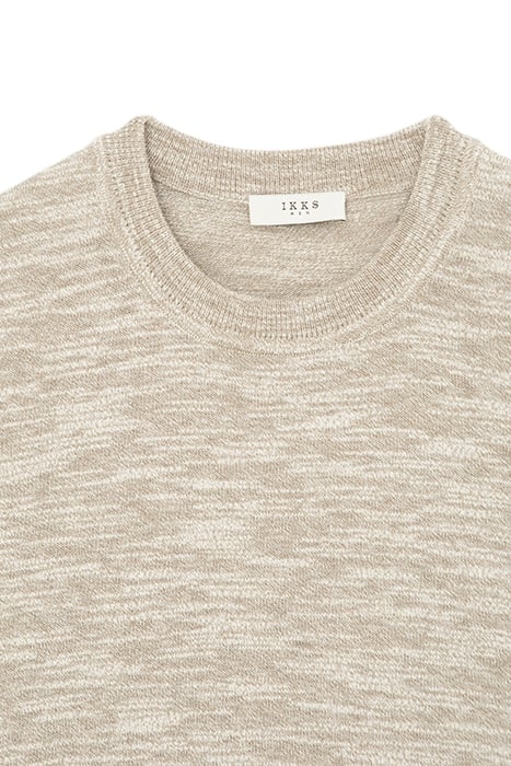 BEIGE MOULINÉ KNIT ROUND NECK SWEATER 6