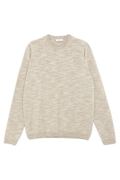 BEIGE MOULINÉ KNIT ROUND NECK SWEATER 4