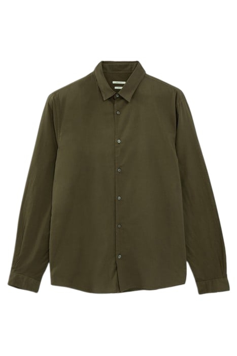 KHAKI ORGANIC COTTON VOILE SLIM SHIRT 1