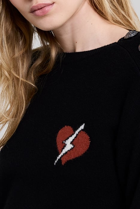BLACK LIGHTNING HEART VISUAL KNIT SWEATER DRESS 7