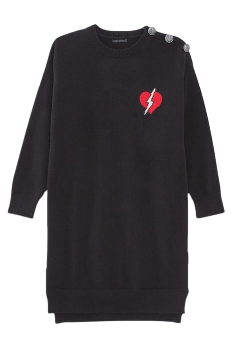BLACK LIGHTNING HEART VISUAL KNIT SWEATER DRESS 5