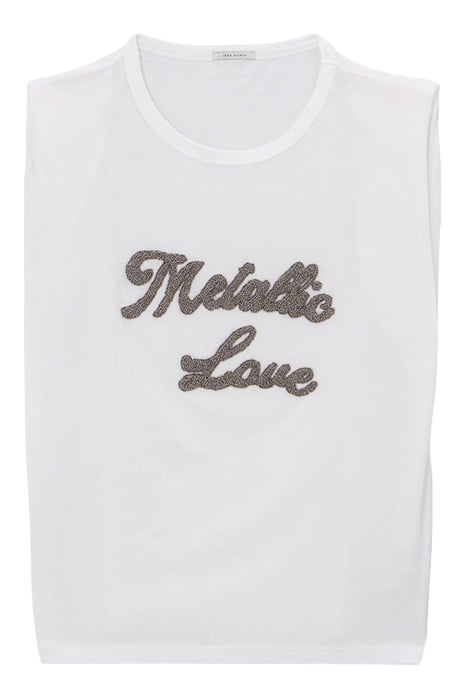 OFF-WHITE T-SHIRT WITH BEADED SLOGAN 4