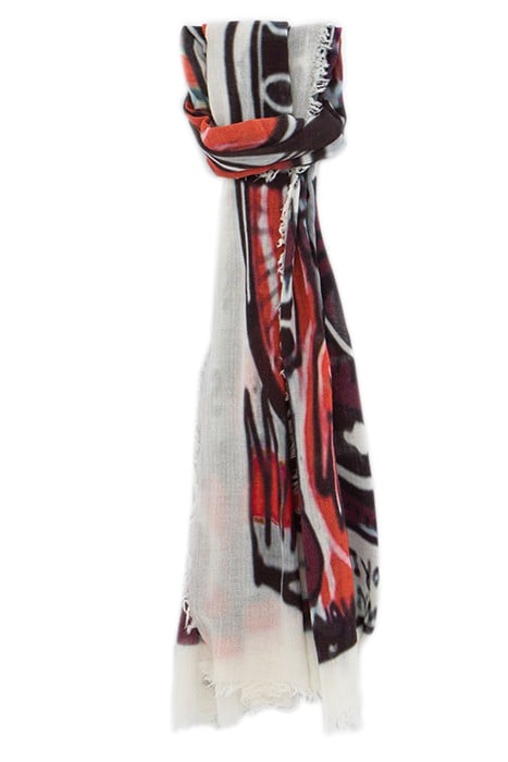 OFF-WHITE SCARF WITH MULTICOLOURED ARTY ROCK MOTIF 1
