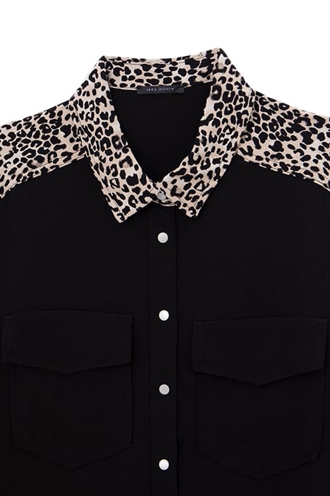 BLACK LENZING™ ECOVERO™ ROCK LEOPARD DETAIL SHIRT 6