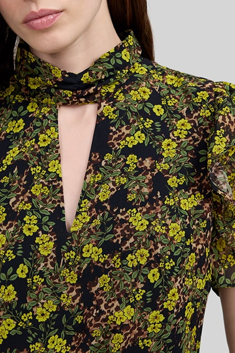 BLACK RECYCLED DRESS WITH FLORAL LEOPARD PRINT 6