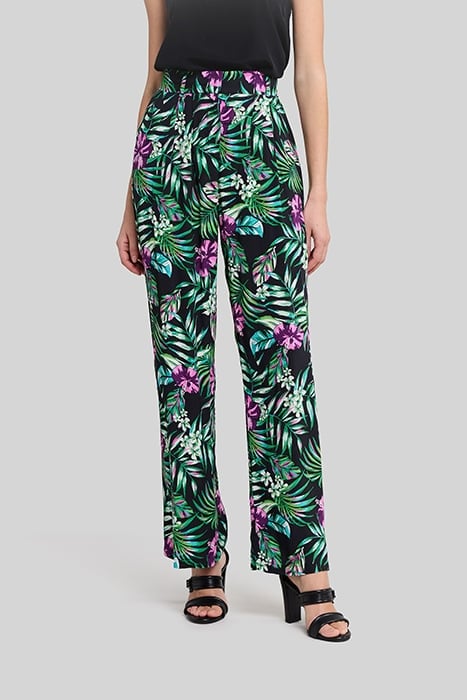 BLACK LENZING™ ECOVERO™ TROPICAL WIDE-LEG TROUSERS 1