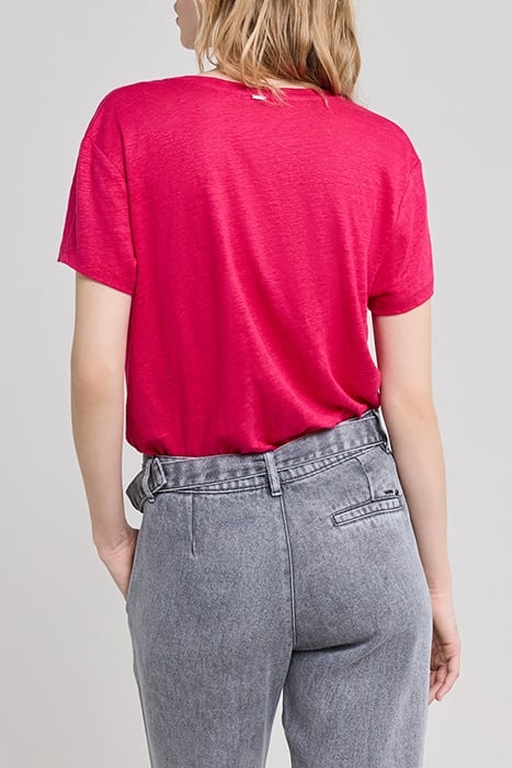 HOT PINK T-SHIRT WITH FLOCKED VELVET SLOGAN 2