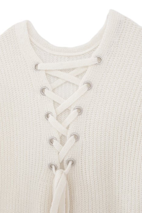 ECRU KNIT XL SWEATER WITH LACED BACK 7