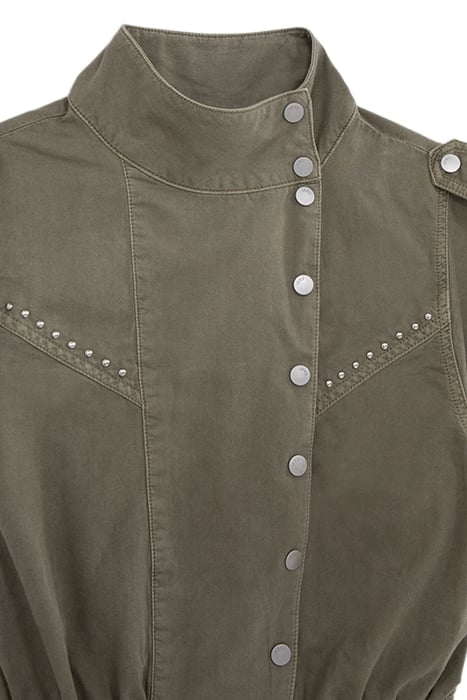 KHAKI DRESS WITH ASYMMETRICAL COLLAR 7