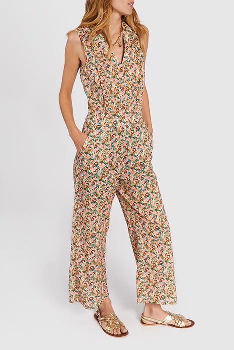 SALMON PINK FLOWER PRINT JUMPSUIT 1