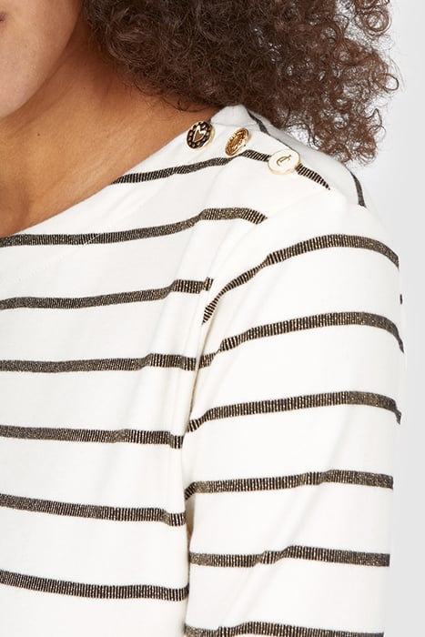 BLACK T-SHIRT WITH ECRU STRIPES 7