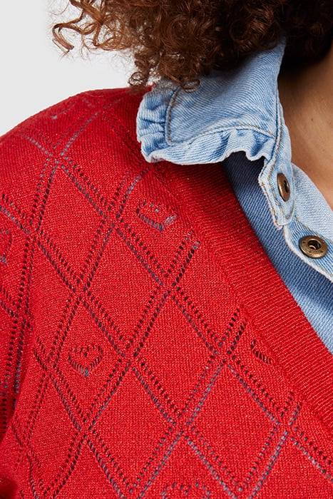 CRIMSON RED FINE LUREX KNIT SWEATER 4