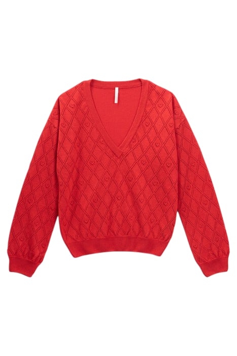 CRIMSON RED FINE LUREX KNIT SWEATER 1