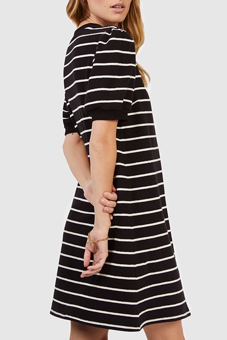 BLACK AND ECRU KNIT BUTTONED SAILOR-STRIPE DRESS 2