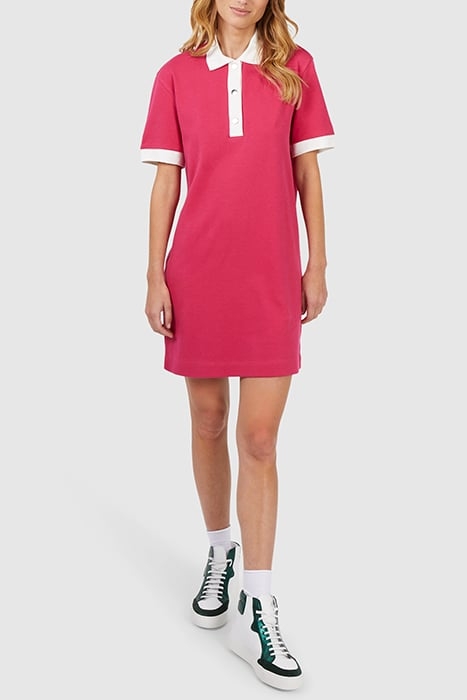 MAGENTA SWEATSHIRT FABRIC POLO DRESS 1