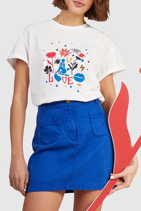 T-SHIRT WITH ARTY WOMAN IMAGE AND SLOGAN 1