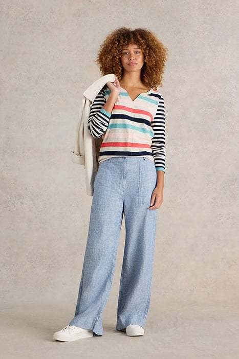 NELLY STRIPE LS TEE NATURAL MULTI 1