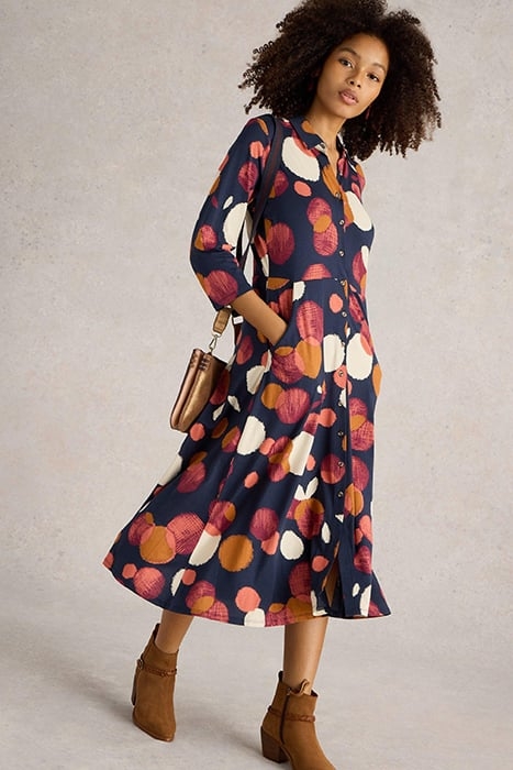 RUA JERSEY SHIRT DRESS NAVY PRINT 4