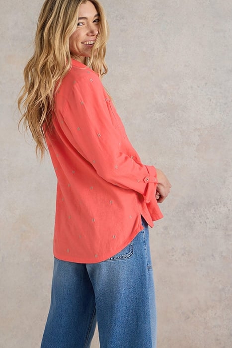 SOPHIE ORGANIC COTTON SHIRT BRIGHT PINK 2