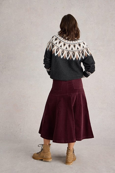 QUINN ORGANIC CORD SKIRT DARK PLUM 2