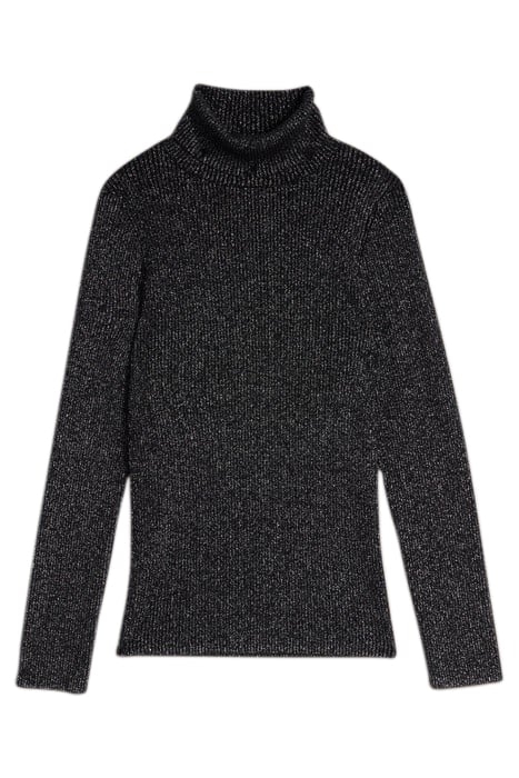 LILA SPARKLE RIB ROLL NECK PURE BLACK 3