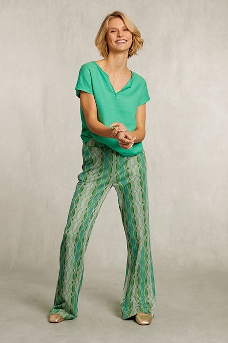 GREEN LINEN V-NECK T-SHIRT GREEN 3