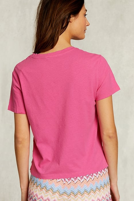 FUSHIA BASIC V-NECK T-SHIRT PINK 2