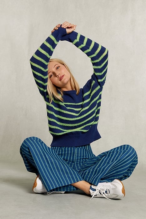 BLUE/GREEN STRIPED LINEN PANTS BLUE 4